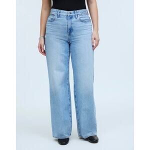 madewell superwide-leg jeans ahern wash airy denim light wash blue no611 size 28